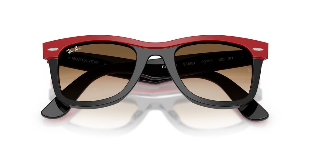 Anteojos De Sol Ray-Ban 0RB2240 Wayfarer Red On Black Clear Gradient Brown Café/Rojo