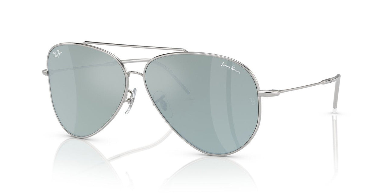 Anteojos De Sol Ray-Ban 0RBR0101S Aviator Reverse Plateado/Verde