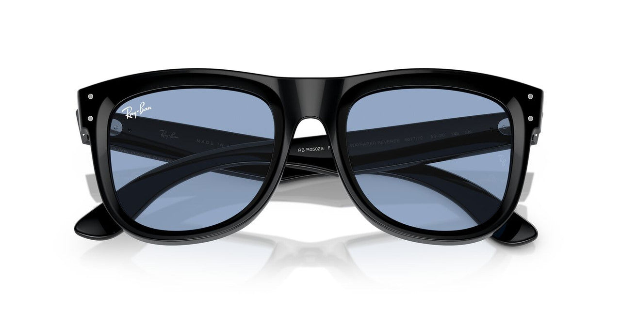 Anteojos De Sol Ray-Ban 0RBR0502S Wayfarer Reverse Negro/Celeste