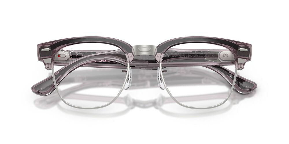 Lentes de Sol Ray-Ban Meta Audio 0RW7004 Clubmaster Morado/Rojo Transitions